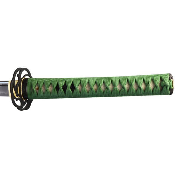 Katana Shizen 1095 Stahl scharf mit Lehmhärtung Grüne Ito Saya mit Dornenmuster - Image 3