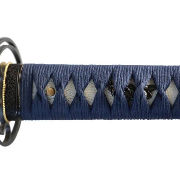 Katana blau mit scharfer Klinge aus 9260 Federstahl Saya mit Ishime Lackierung - Image 4