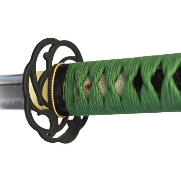 Katana Shizen 1095 Stahl scharf mit Lehmhärtung Grüne Ito Saya mit Dornenmuster - Image 4