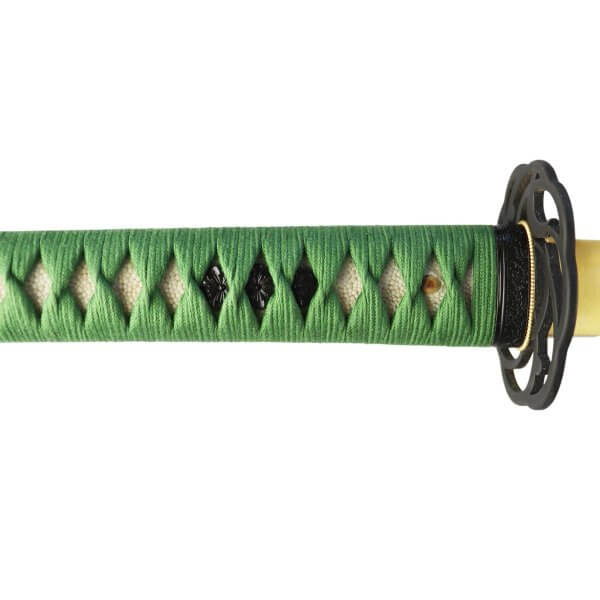 Katana Shizen 1095 Stahl scharf mit Lehmhärtung Grüne Ito Saya mit Dornenmuster - Image 5