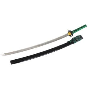 Iaito with blunt steel blade and green handle wrapping