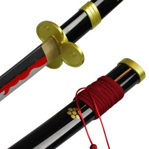 Katana déco avec lame en bois Enma noir Roronoa Zoro One Piece Samurai sabre émoussé