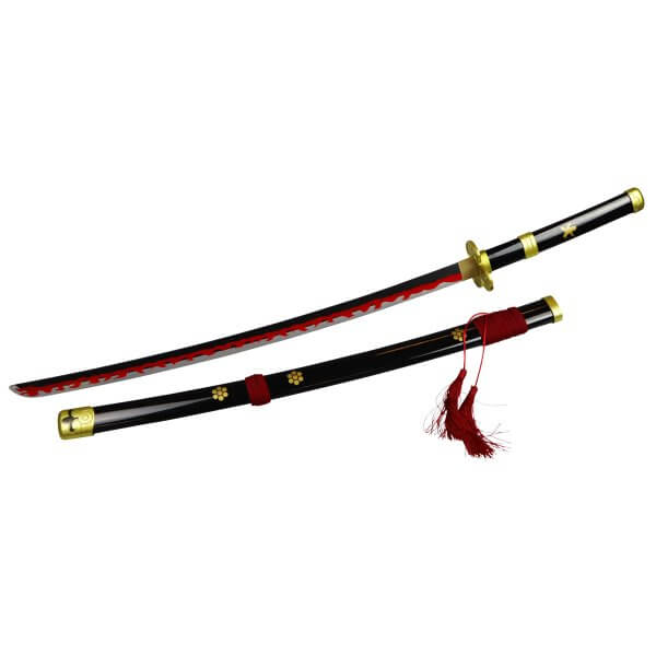 Deko Katana mit Holzklinge Enma schwarz Roronoa Zoro One Piece Samurai Schwert stumpf – Image 2