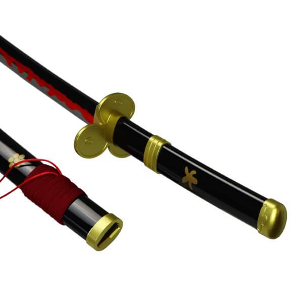 Deko Katana mit Holzklinge Enma schwarz Roronoa Zoro One Piece Samurai Schwert stumpf – Image 5